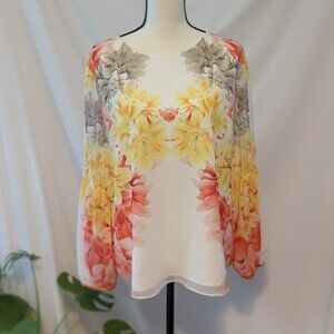 EUC - Calvin Klein Autumn Floral Blouse - L